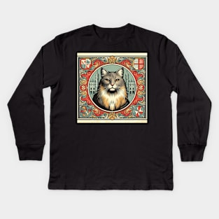 cat portrait t-shirt Kids Long Sleeve T-Shirt